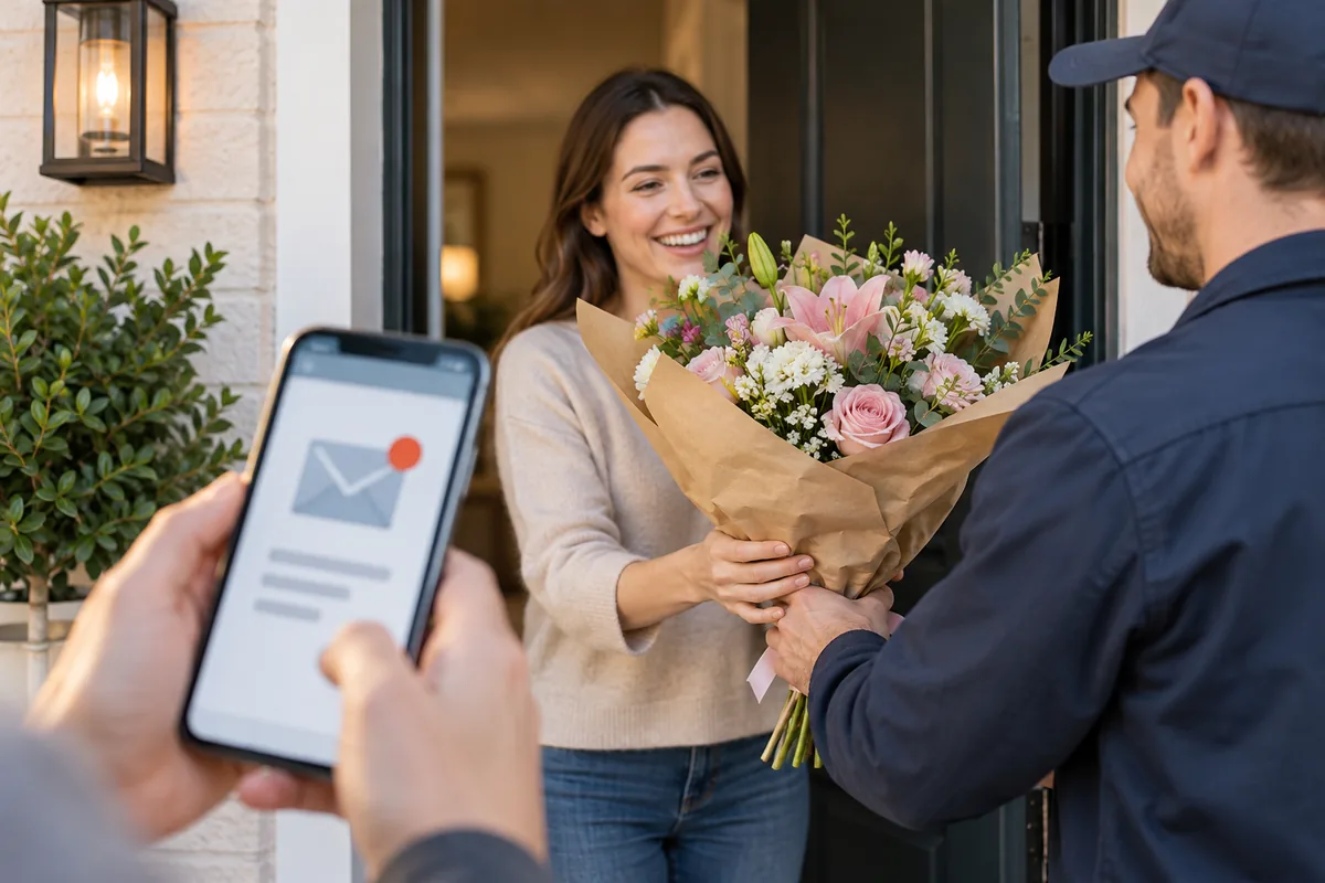 Blumenlieferung mit getrennt versendeter digitaler Rechnung