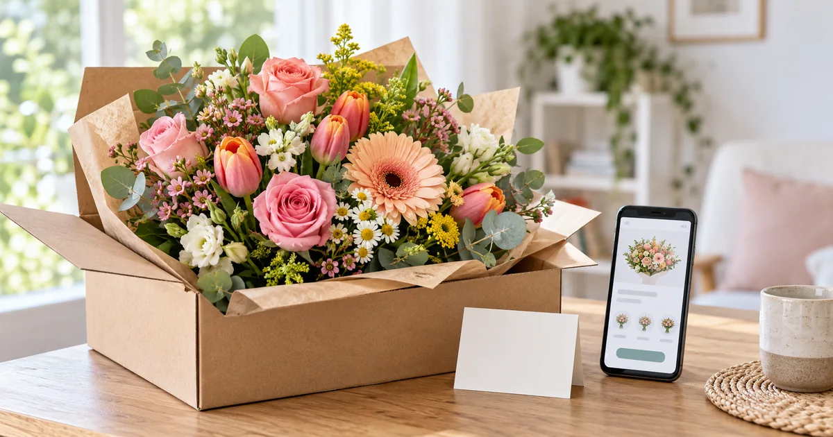 Blumen online kaufen – frisch gelieferter Blumenstrauß mit Bestellansicht