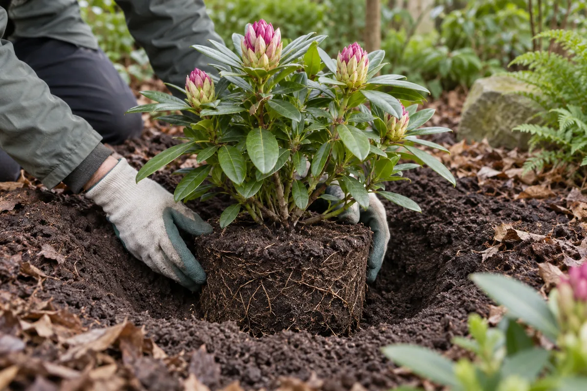 Rhododendron richtig pflanzen Rhododendron richtig pflanzen mit flach eingesetztem Wurzelballen