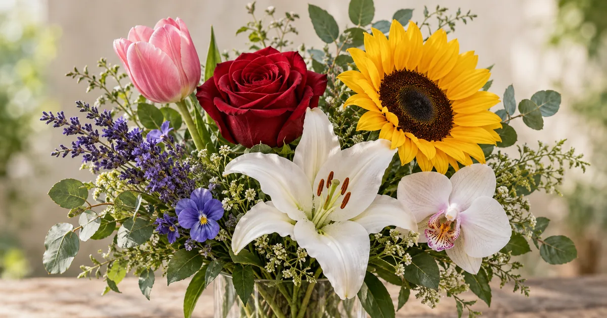Bunter Blumenstrauß als Symbol für die Sprache der Blumen